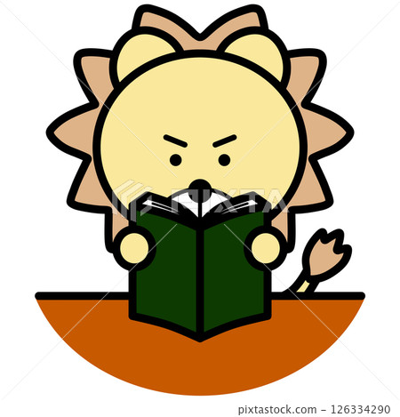 Lion reading a book 126334290