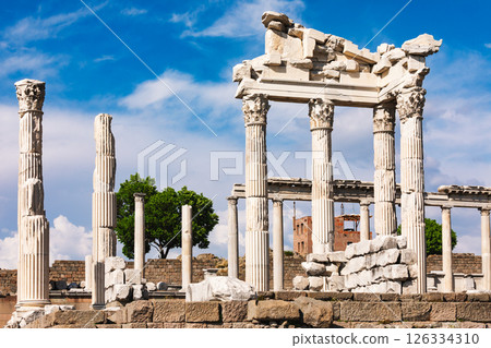 Ancient Roman Temple of Trajan ruins in Bergama, Turkey 126334310