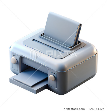 Modern 3d isometric printer illustration, tech office equipment, isolated on transparent background 126334424