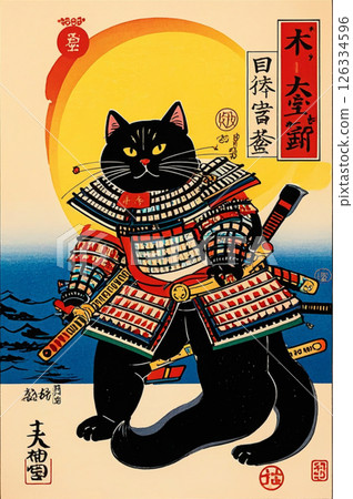 Black cat samurai ukiyo-e style 009 Black cat samurai ukiyo-e style 009 126334596