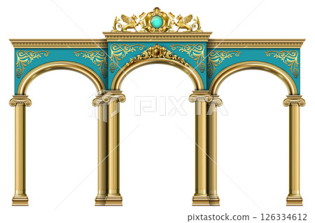 Triumphal Arch. Golden classic rococo baroque frame Triumphal Arch. Golden classic rococo baroque frame 126334612