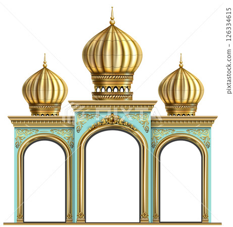 Ancient arch facade in the east or the ancient Russian style 126334615