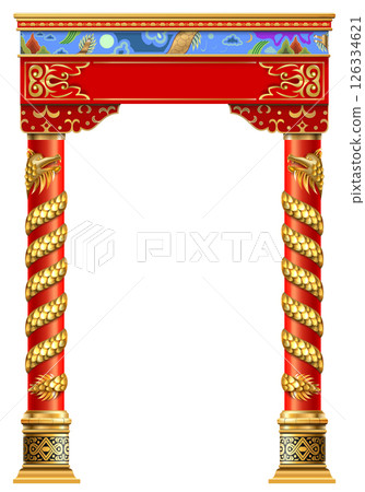 Luxury Entrance Golden Oriental Japanese Arch Luxury Entrance Golden Oriental Japanese Arch 126334621