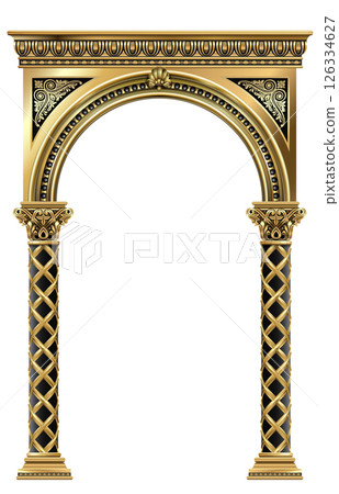 Triumphal Arch. Golden classic rococo baroque frame Triumphal Arch. Golden classic rococo baroque frame 126334627