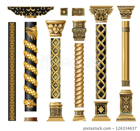 Set of golden oriental columns 126334637