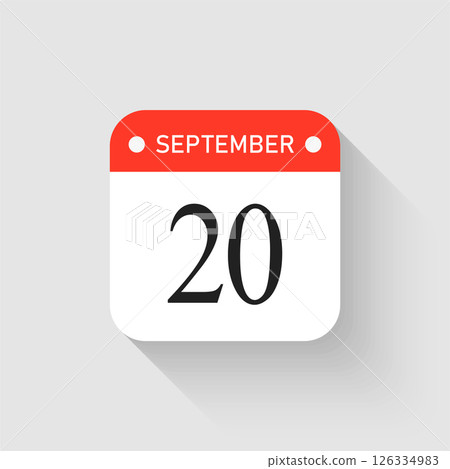 Vector icon page day calendar - 20 September month Vector icon page day calendar - 20 September month 126334983