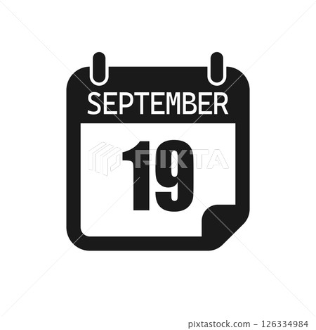 Vector icon page day calendar - 19 September month 126334984