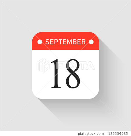 Vector icon page day calendar - 18 September month Vector icon page day calendar - 18 September month 126334985