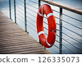 Lifebuoy on the railing 126335073