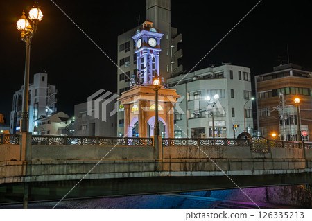 Illumination of Mahoroba Bridge at Hadano Station (North Exit) at night 126335213