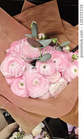 Elegant bouquet of soft pink ranunculus flowers Elegant bouquet of soft pink ranunculus flowers 126335338