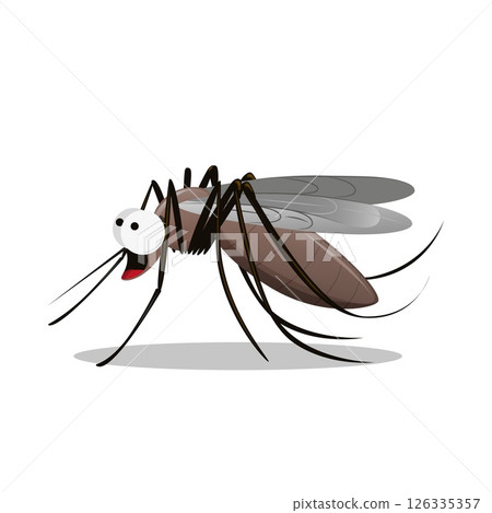 Mosquito cartoon vector illustration. Small scared parasite clipart against white background 126335357