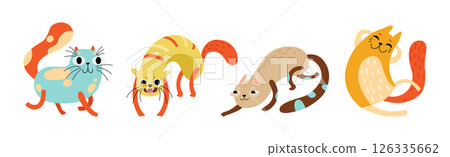 Cat Pet and Domestic Animal with Cute Snout Vector Set Cat Pet and Domestic Animal with Cute Snout Vector Set 126335662