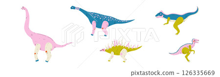 Dinosaur and Prehistoric Beast and Predator Vector Set 126335669