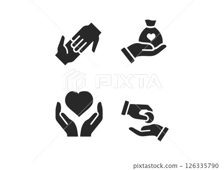 Charity and Relief Icons Set of Vector Illustrations. 126335790