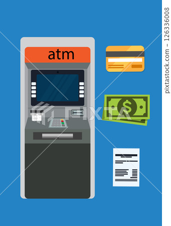 ATM machine in bank or office vector concept. Vector illustration stock Illustration 126336008