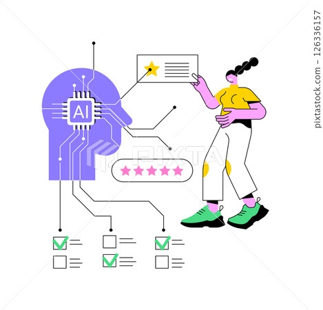 AI-Enhanced Customer Satisfaction Surveys abstract concept vector illustration. 126336157