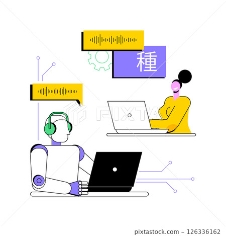 AI-Powered Multi-Language Support abstract concept vector illustration. 126336162