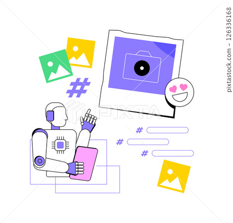 AI-Powered Hashtag Suggestions abstract concept vector illustration. 126336168
