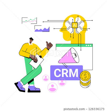 AI-Driven CRM abstract concept vector illustration. AI-Driven CRM abstract concept vector illustration. 126336173