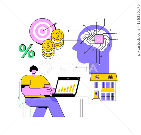 AI-Backed Mortgage Decisions abstract concept vector illustration. AI-Backed Mortgage Decisions abstract concept vector illustration. 126336179