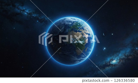Earth in space with the Milky Way in the background 126336580