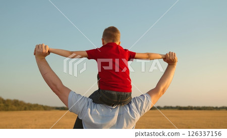 happy family father son child kid baby flight pilot superhero sky dream, rural field fun, father's love, carefree childhood, parental support, playful childhood, open field play, happy child outdoors happy family father son child kid baby flight pilot superhero sky dream, rural field fun, father's love, carefree childhood, parental support, playful childhood, open field play, happy child outdoors 126337156
