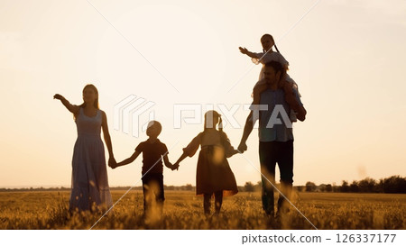 happy family child kid baby together teamwork dream fly children's dream silhouette sunset field park sun father mother, family time horizon, sunset field walk, family field fun, playful sunset happy family child kid baby together teamwork dream fly children's dream silhouette sunset field park sun father mother, family time horizon, sunset field walk, family field fun, playful sunset 126337177