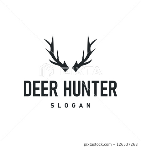 deer logo silhouette concept with majestic and luxurious deer animal and antlers black silhouette of forest animal, nature design template illustration deer logo silhouette concept with majestic and luxurious deer animal and antlers black silhouette of forest animal, nature design template illustration 126337268