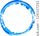 Round imprint of blue watercolor paint on isolated background 126337291