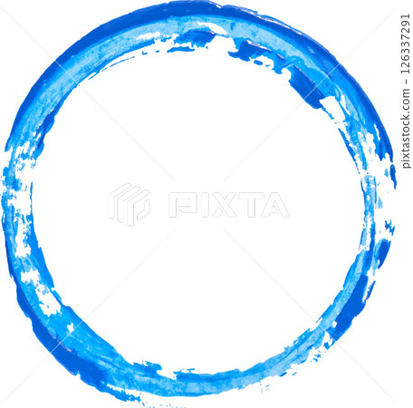 Round imprint of blue watercolor paint on isolated background 126337291