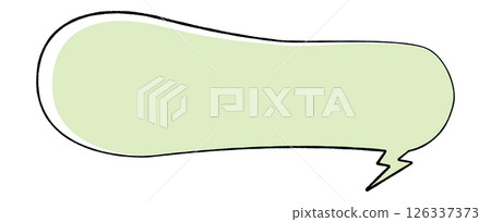 A simple speech bubble with a hand-drawn line drawing style. A fairly long, gourd-shaped oval. The right side of the lightning tail is a stylish color. 126337373
