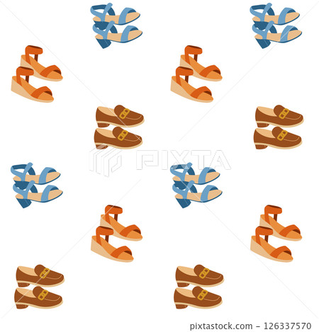 Seamless pattern for shoes store. Summer trendy women shoes. Seamless pattern for shoes store. Summer trendy women shoes. 126337570
