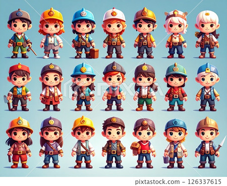 工人的面部表情模式 工人的面部表情模式 126337615