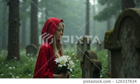 Forest Cemetery: Woman in Red 126337634