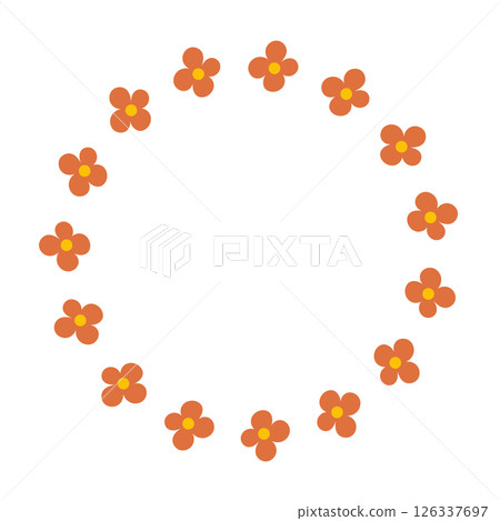 Minimalistic flower wreath. Cute simple tiny flowers in round frame. 126337697