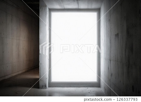 Blank white glowing poster outside, ai generated 126337793