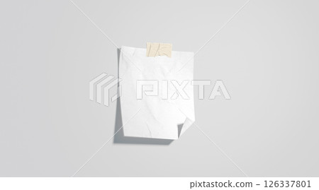 Blank white taped paper note mockup, depth of field Blank white taped paper note mockup, depth of field 126337801