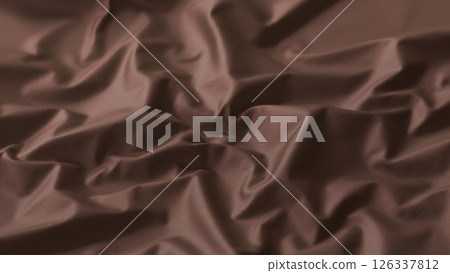 Blank brown folded crumpled fabric material mockup, depth of field 126337812