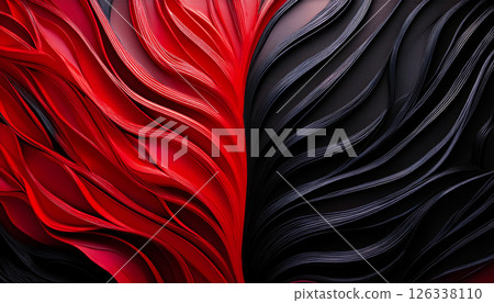 具有紅色和黑色流線的強大抽象設計/象徵激情和黑暗的藝術品 126338110