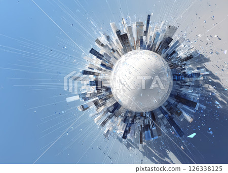 Illustration material of a highly developed Earth in a virtual world Illustration material of a highly developed Earth in a virtual world 126338125