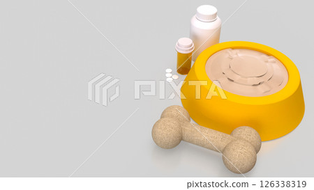 The Food in Bowl for Pet concept 3d Rendering. The Food in Bowl for Pet concept 3d Rendering. 126338319
