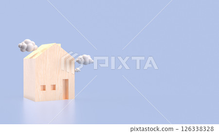 The Wood House and cloud for property concept 3d Rendering. The Wood House and cloud for property concept 3d Rendering. 126338328