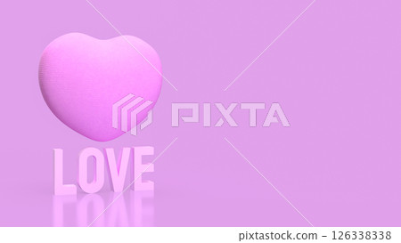 The Love wood text and Pink Heart   for  romance concept 3d Rendering. 126338338