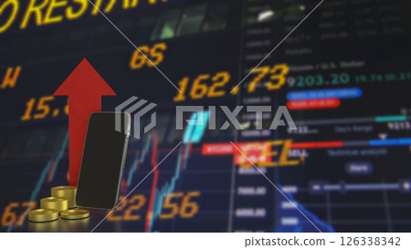 The Smart phone and coins for Business or technology concept 3d Rendering. The Smart phone and coins for Business or technology concept 3d Rendering. 126338342