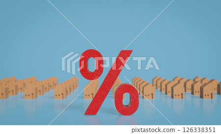 The Red Percent and wood house for Property concept 3d Rendering. The Red Percent and wood house for Property concept 3d Rendering. 126338351