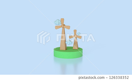 The Windmill and cloud for eco energy concept 3d Rendering. The Windmill and cloud for eco energy concept 3d Rendering. 126338352