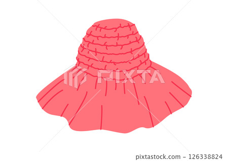Gathered Bucket Hat Summer Head Fashion accessory cap with floppy wide brim clothing technical illustration. 126338824