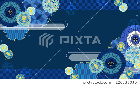 藍色和日本傘夏季日式背景,16:9 藍色和日本傘夏季日式背景,16:9 126339039