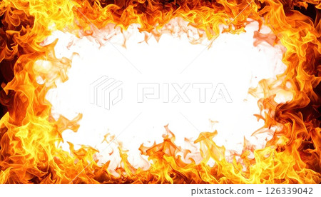 AI Image: Orange burning flame frame material 126339042